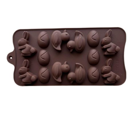 Genérico - Molde Silicona Huevitos Conejos Y Pollitos 14 Cav Cafe