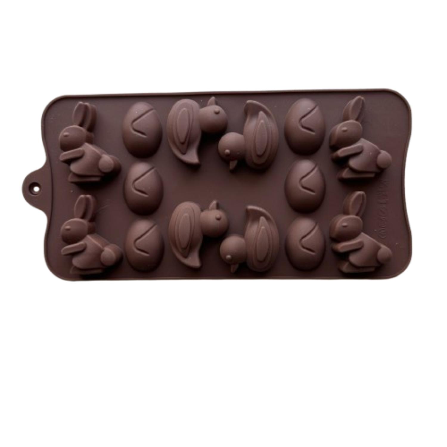 Genérico - Molde Silicona Huevitos Conejos Y Pollitos 14 Cav Cafe