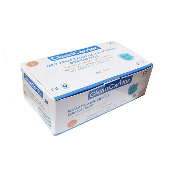 Mascarilla 3 pliegues Cleancarrier (50 unidades)