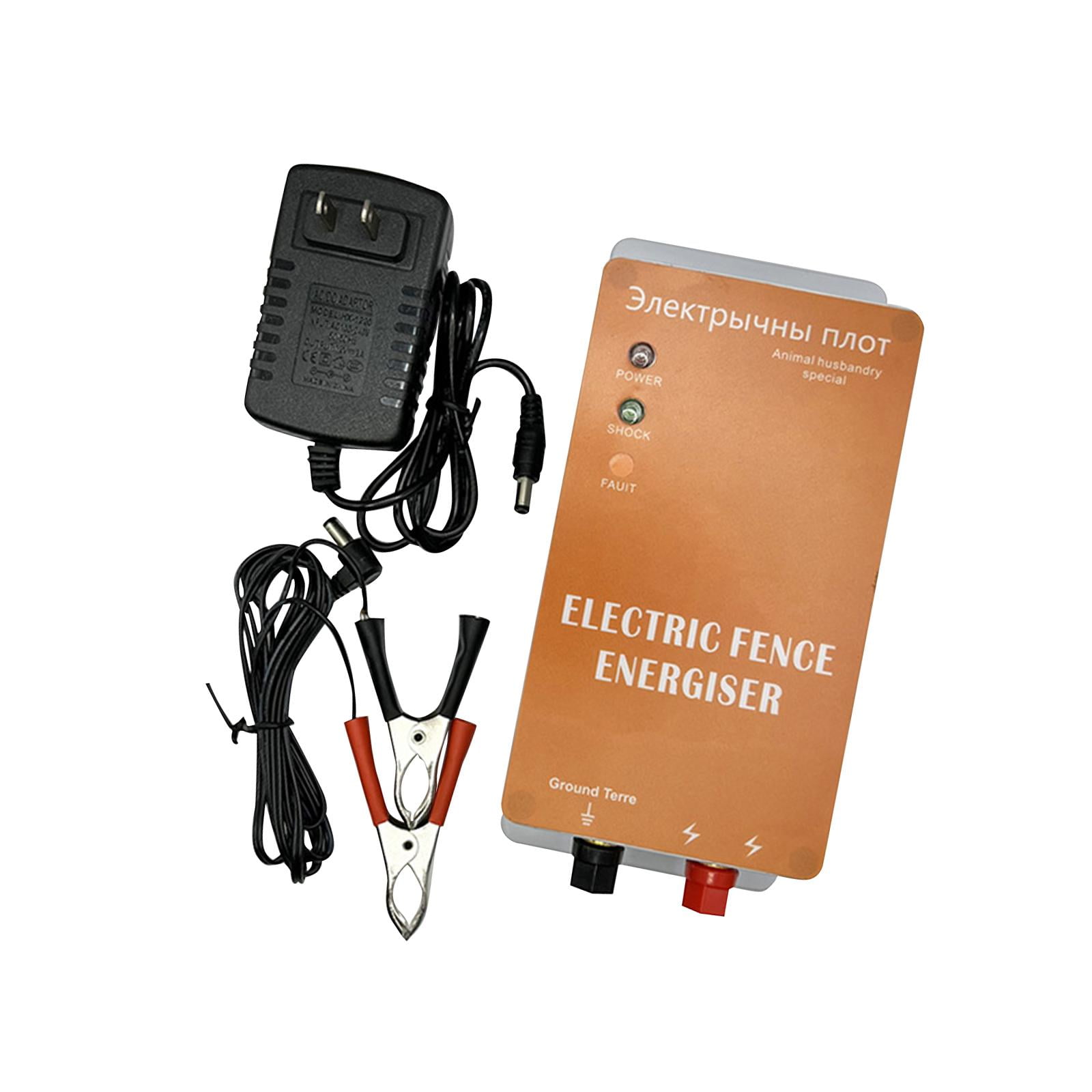 Magideal - Pantalla De Controlador De Pulso Energizador De Cerca Eléctrica Con Cargador De Conector De Clip De Alimentación Cerca De Granja Avícola De Alto Volta