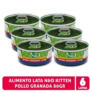 Pack Latas N&D Prime Pollo Y Granada Kitten - 6 X 80Gr