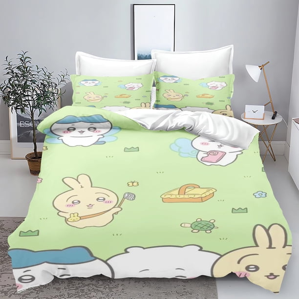 v2552 Bed Sheets Chiikawa Anime Duvet Cover Set Comforte Printed Cartoon Twin Size Bedding Sets Christmas Gifts -piece 3-Piece Bedding Set (1 Duvet Cover + 2 Pillow Shams) Bed Sheets ju2552