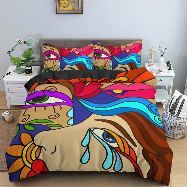 Psychedelic Abstract PatternGraffiti Bedding Set Boys Girls Duvet Cover Pillowcase Bed Kids Adult