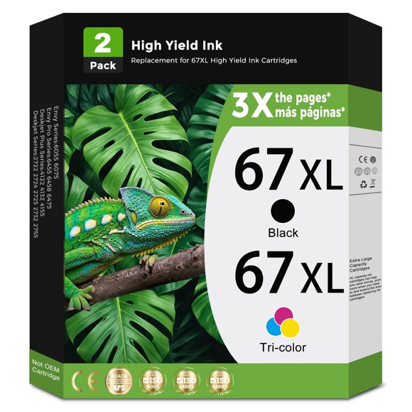 Cartuchos de Tinta ReliInk 67XL Combo Negro y Color Paquete de 2