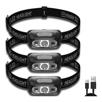 Genérico - Pack X3 Linterna Frontal Recargable Foco Cabeza Linterna