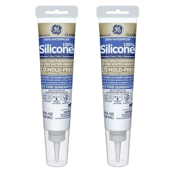 Ventana y puerta Caulk GE GE500 Silicone 2+, 82 ml, transparente (paquete de 2)