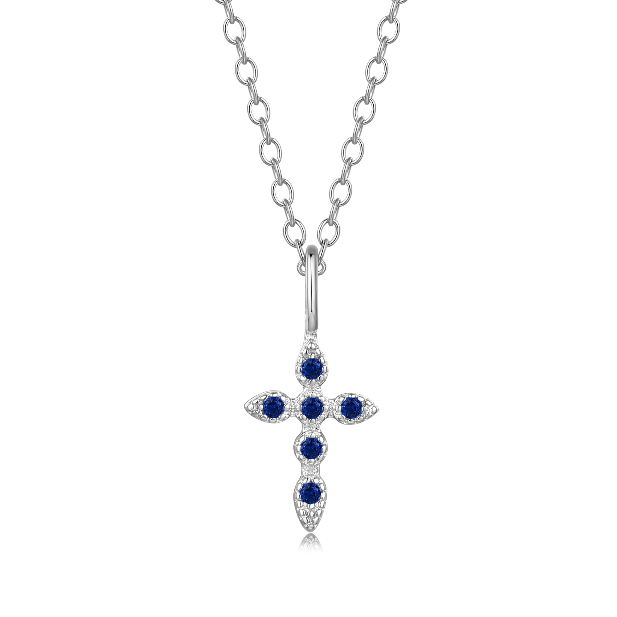 Collar Heshpaws S925 Sterling Silver Cross Azul