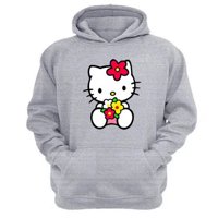 Genérico - Polerón Canguro Gatita Kitty Gris Claro Talla Xs Unisex
