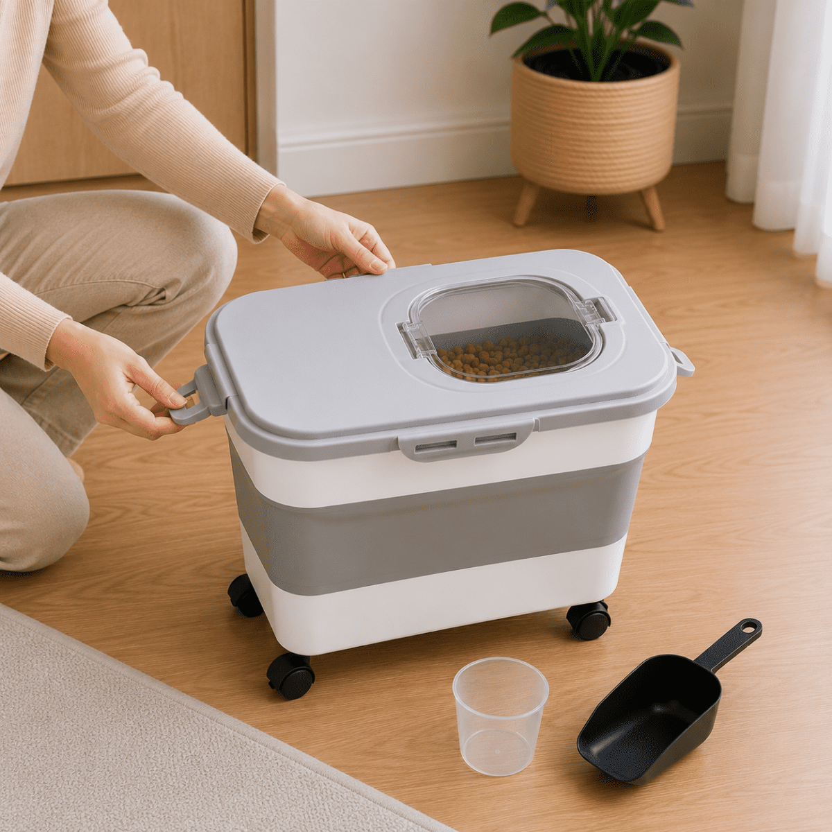 Contenedor Comida Mascotas Hermético Con Ruedas 20 L Pala