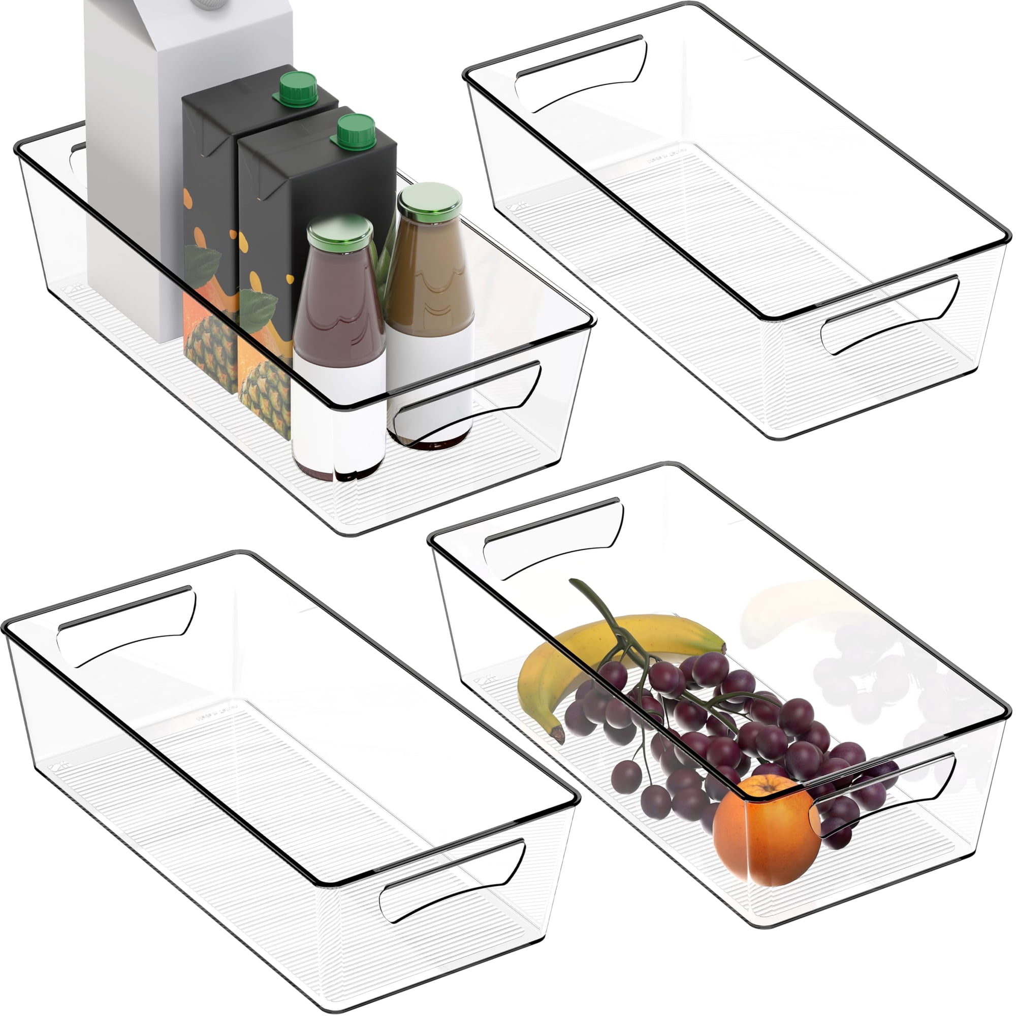 Simple Houseware - Organizador De Almacenamiento Simple Para Artículos Del Hogar, Despensa, Papelera Transparente, 4 Unidades