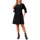 thumbnail image 4 of Vestido de Pana para Mujer INSPIRE CHIC 2026 Manga 3/4 Cuello Redondo Largo a la Rodilla Otoño Invierno Casual Línea A con Bolsillos M Negro, 4 of 6