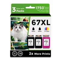 Cartuchos De Tinta Ankink 67Xl Black Color Combo, Paquete De 3 Unidades Para Hp