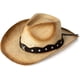 thumbnail image 1 of Sombrero de paja vaquero Western Estilos Round Up para mujer, sombreros de playa con ala moldeable Fedoa, 93559_caqui, mediano, 1 of 6