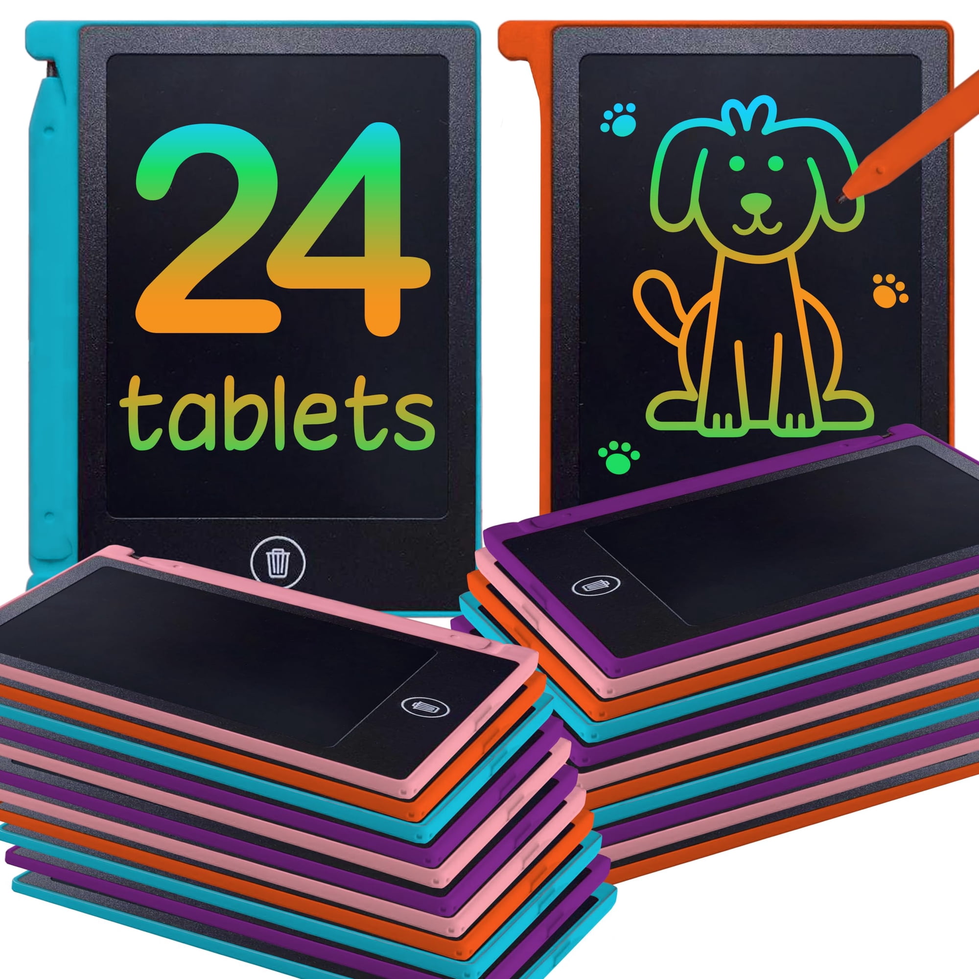 Tableta De Escritura Lcd Playtapus Mini De 4,5 Pulgadas Para Niños, Paquete De 24