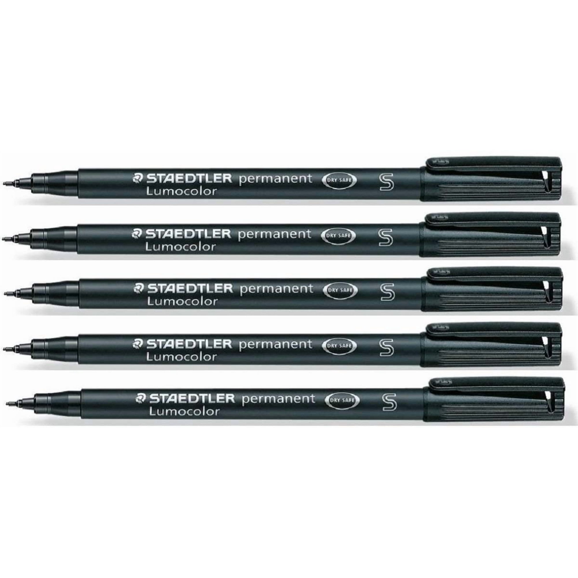 Rotulador Permanente Superfino Negro Staedtler Lumocolor, Paquete De 5 Unidades, Resistente Al Agua
