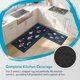 thumbnail image 3 of REGALWOVEN Alfombras y Tapetes de Cocina Juego de 2 Piezas, Alfombra de Cocina Lavable Antideslizante, Estera de Piso Impresa con Patrón de Peces Negros 24" × 16"+ 47" × 16", 3 of 7