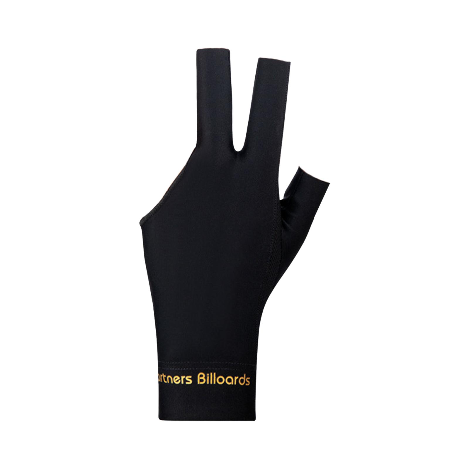 Ioensy - 3 Dedos Guantes De Billar Mano Izquierda Antideslizante Transpirable Accesorios Snooker Negro