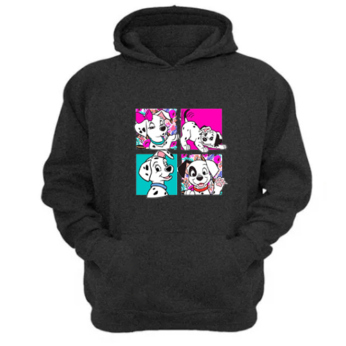 Genérico - Polerón Canguro 101 Perritos Manchas Gris Oscuro Talla L Unisex