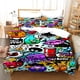 thumbnail image 1 of Cartoon Style Hip-Hop Graffiti Duvet Cover Pillowcase Bedding Set, Teenagers Bedroom Decor Bed Kit，Single_Queen Size Bed Sheets, 1 of 5