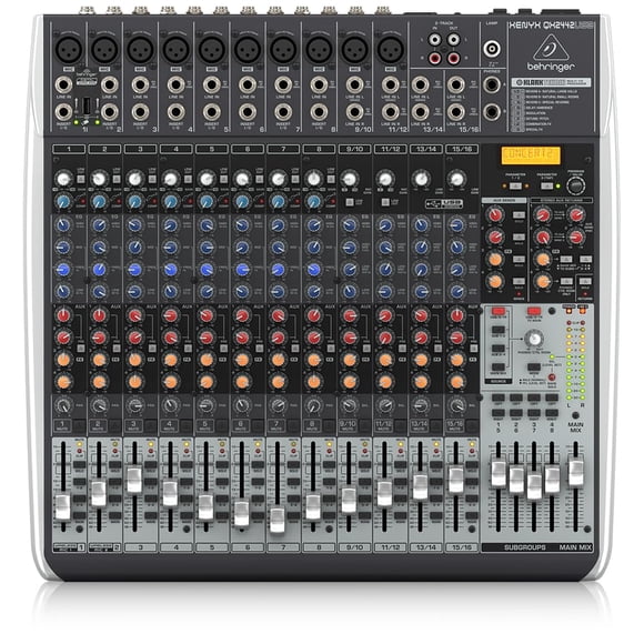 Mezclador Behringer XENYX QX2442USB de 24 entradas y 4/2 buses con compresores