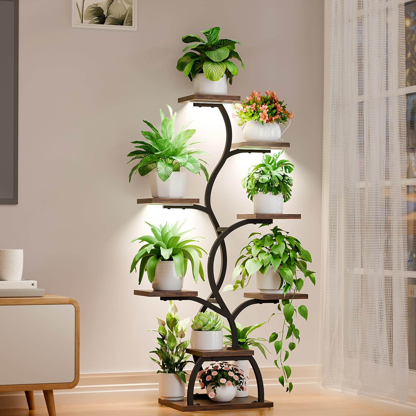 Soporte Para Plantas De Interior Evawoo 8 Niveles Con Luz De Cultivo 49 Pulgadas