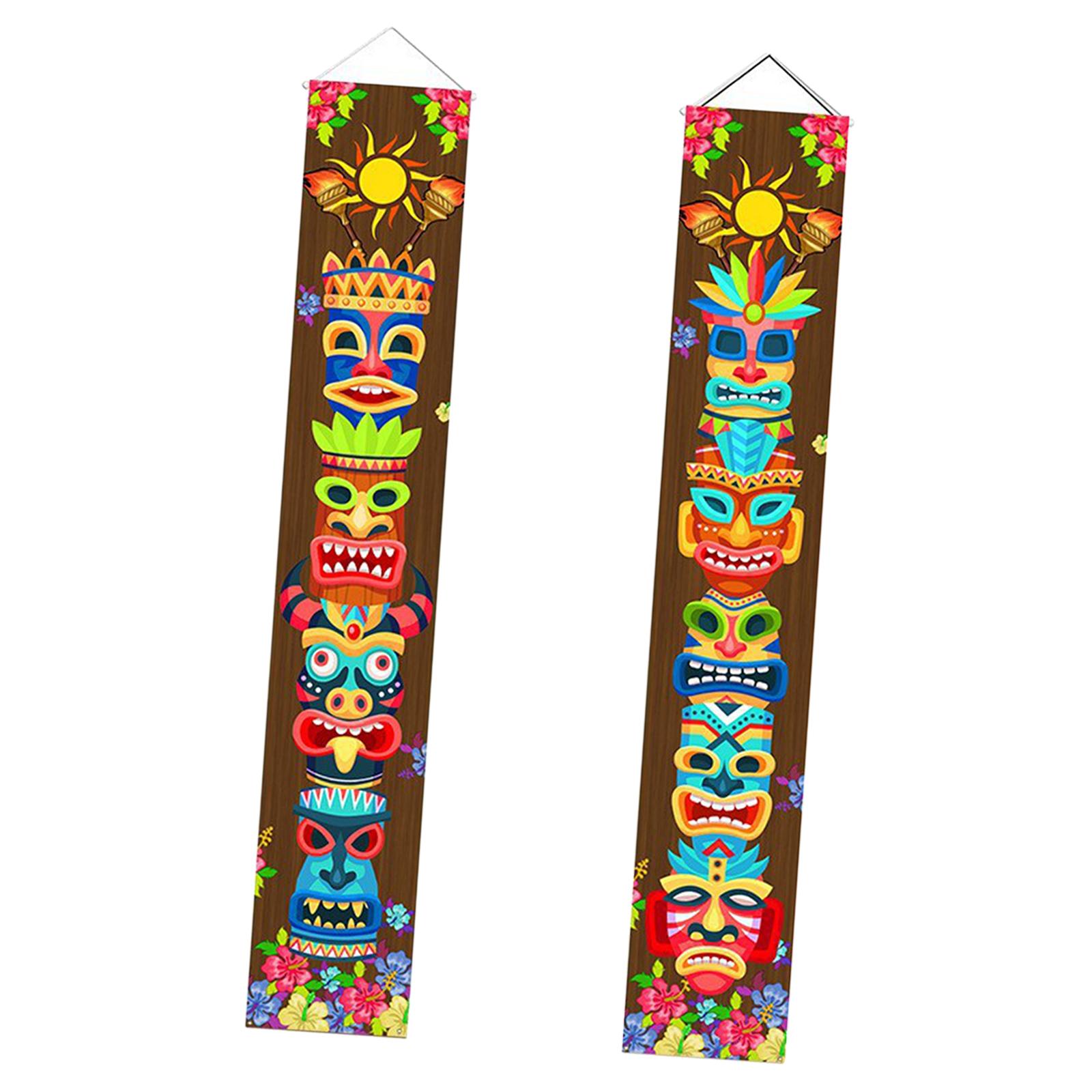 Magideal - 1 Par De Pancartas Para Puerta, Luau Hawaiano, Decoración De Palmeras, Accesorios Para Fotografía, Tótem, Cartel De Porche Para Exteriores, , Fondo,