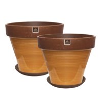 Mestiza - Set De 2 Maceta Kony 30Cm Morena Mostaza Y Sus Platos