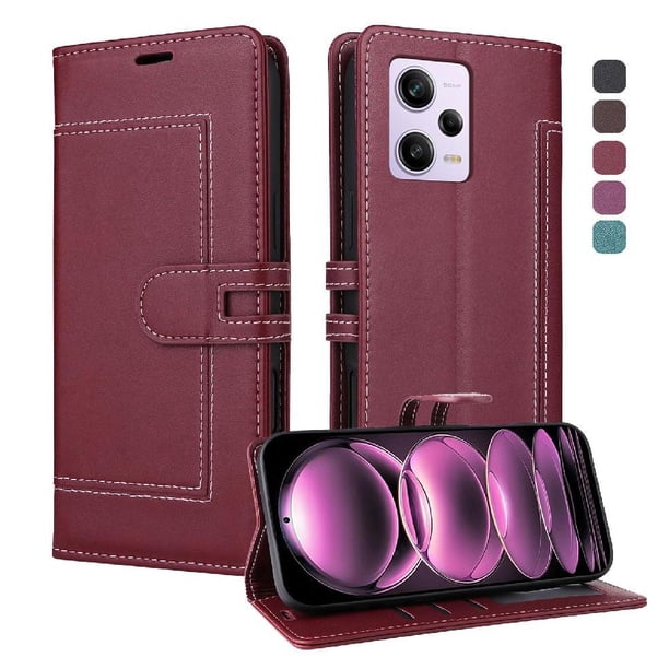 Premium Wallet Case for Xiaomi Redmi Note 12 Pro 5G with Card Slots & Kickstand, Flip Cover Red