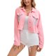 thumbnail image 3 of INSPIRE CHIC Chaqueta de Halloween para Mujer Chaqueta de Jean Recortada con Flecos de Manga Larga Dobladillo Deshilachado con Adorno de Borlas Chaqueta de Mezclilla XL Rosa, 3 of 5