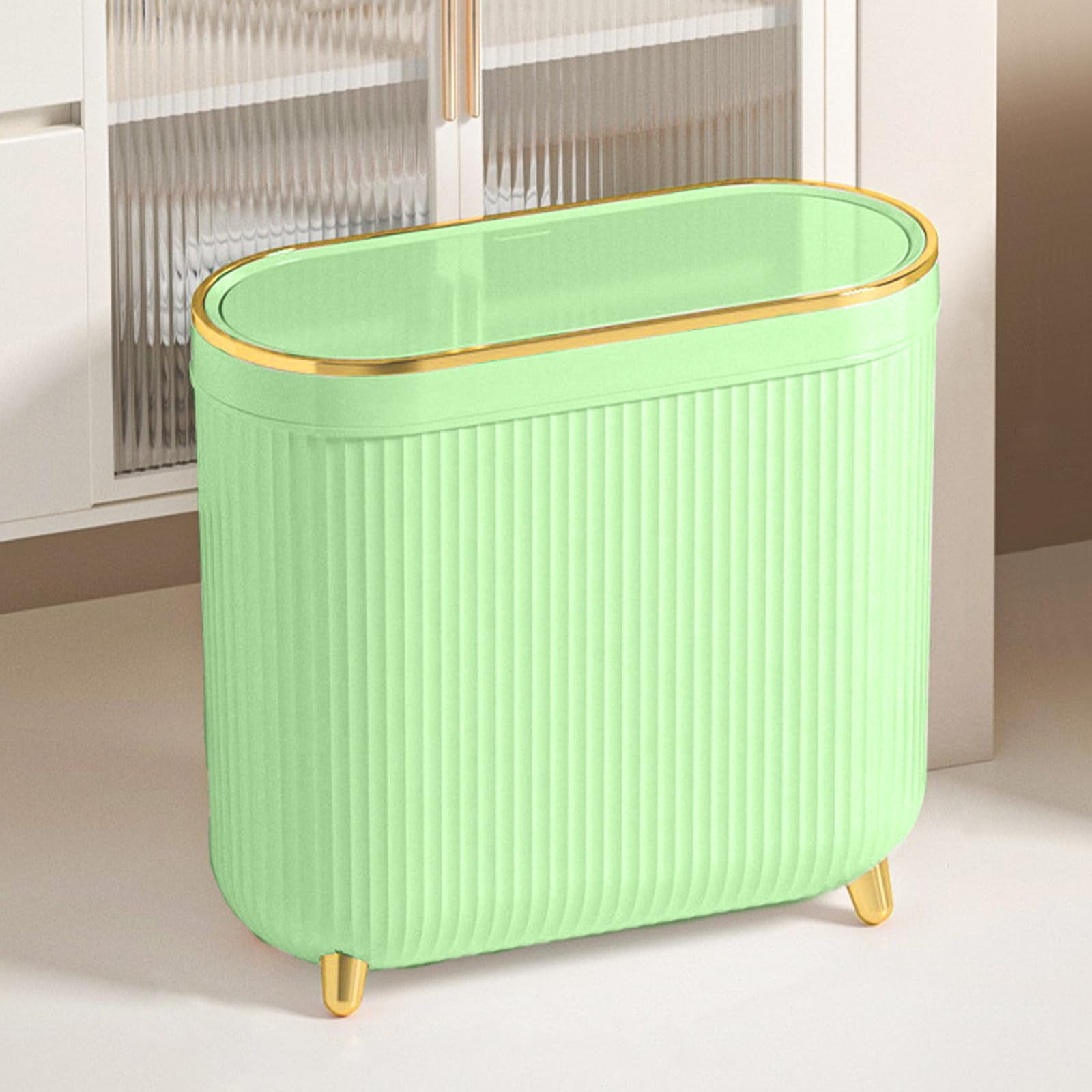 Bote De Basura Aupekro Bathroom De 12 L/3.1 Galones Con Tapa De Plástico Verde