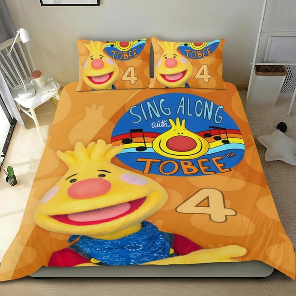 Dibujos Tobee Conjunto de sábanas temático, trío de piezas, cómodo y amigable con la piel, diseño único, regalo de decoración para el hogar para familiares, amigos y fans, 90 cm * 190 cm