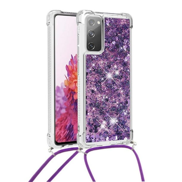 Funda FOXDOCK para Samsung Galaxy S20 FE con Cuerda Ajustable, Brillo Líquido, Protección Antigolpes y Lente – Ideal para Regalo