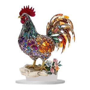 Magideal - Decoración De Mesa De Pollo Acrílico, Letrero Plano 2D, Ideal Como Regalo, Figura Única De Exhibición De Escritorio Para Estante De Esquina Del Hogar.