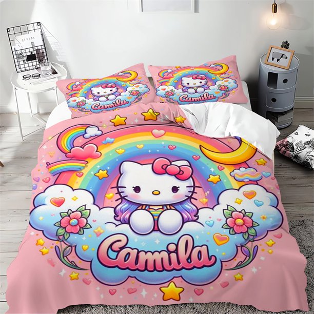 Hello Kitty Duvet Cover Multi-Size Bedding Cute Pattern Anime Cartoon Quilt Cover Set Children Bedroom Decoration