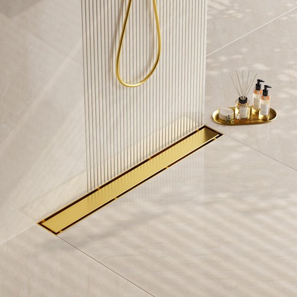 Neodrain Drenaje lineal dorado de 61 cm para ducha, acero inoxidable