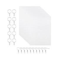 Magideal - 20 Piezas Hojas Termorretráctiles Papel De Película De Arte Retráctil En Blanco, 10 Ganchos Para Las Orejas, 10 Llaveros Para La Fabricación De Joyas,