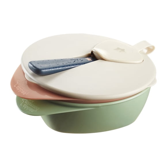 Set 2 Bowl Pocillos Más Tapa Y Cuchara Easy Scoop Verde Naranjo