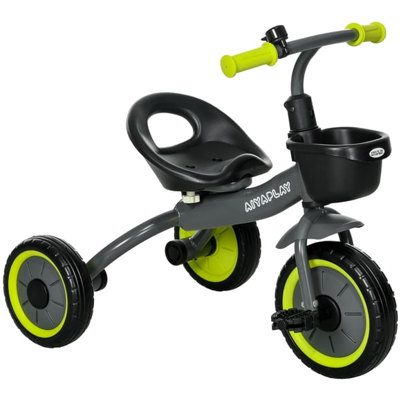 Triciclo Qaba 2‑5 años Amarillo con cesta, campanilla y agarre