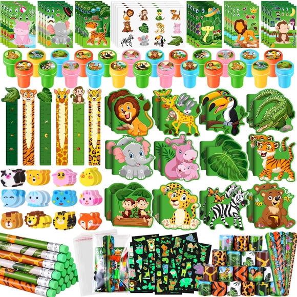 Set de papelería escolar BenLouis Jungle Safari 120 piezas para niños