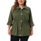 thumbnail image 1 of Agnes Orinda Chaqueta Utility para Mujer Talla Grande con Cuello, Cremallera, Broches, Cintura con Cordón, Anorak con Bolsillos, Abrigo Cargo 1X Verde Militar, 1 of 6