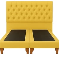 Ethan Desing - Cama 2 Plazas Modelo Capitoné Amarillo