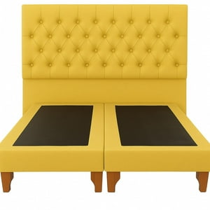 Ethan Desing - Cama 2 Plazas Modelo Capitoné Amarillo