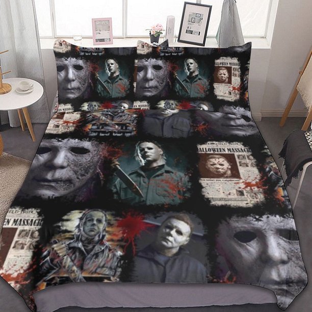 Michael Myers Halloween 3 Pcs Bed Sheets Set Breathable Duvet Cover with 2 Pillow Sham Soft All Seasons Bedding Set
