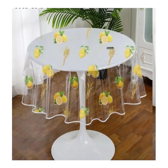 Mantel De Hule Plastico Redondo Transparente Diseños blanco