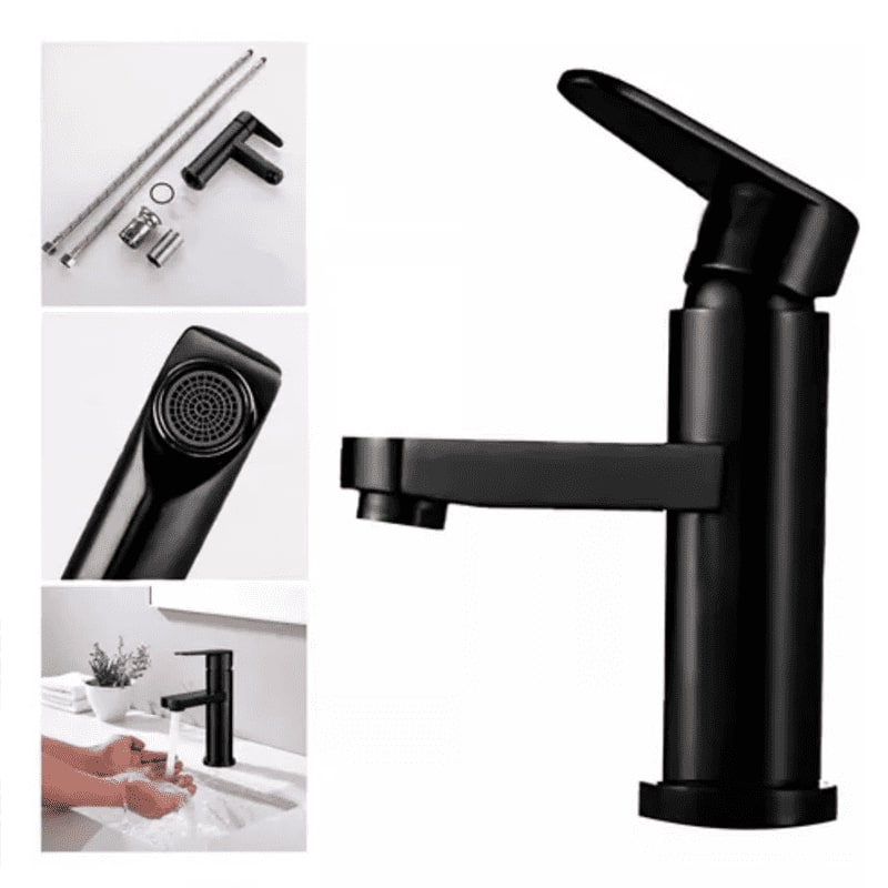 Genérico - Llave Monomando Grifo Lavamanos Clásica Acero Inoxidable Negro