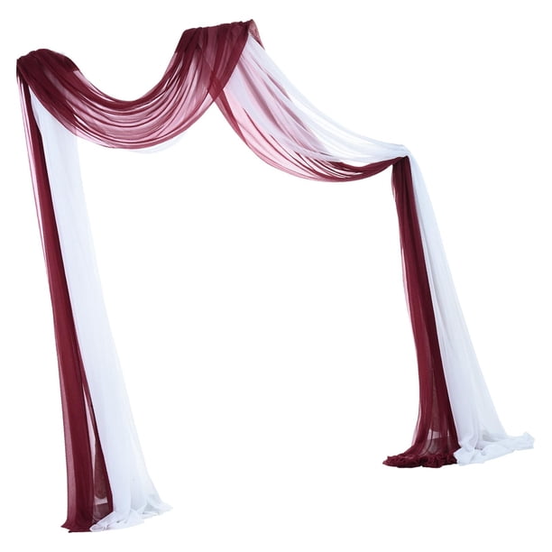 Boda Draping Party Telón de fondo Paneles Recepción Swag 70x550cm para hogar Foto Telón de fondo Escenario , y 1x Blanco 1x Vino Tinto