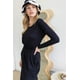 thumbnail image 2 of Saronite Vestido Largo Básico de Rayón con Cuello Redondo y Manga Larga, Negro (para Mujer), 2 of 4