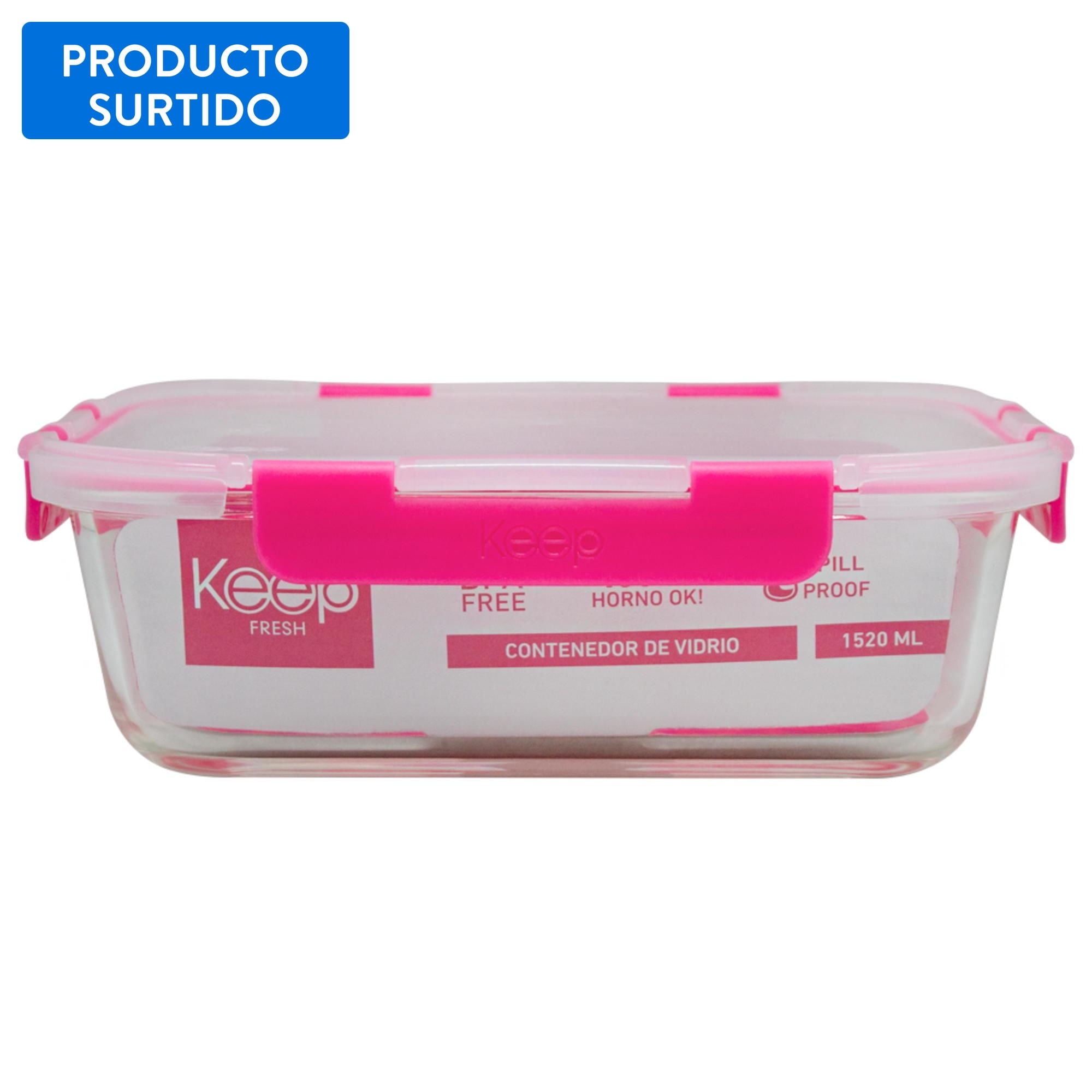 Keep - Hermético De Vidrio 1520Ml 2 Piezas Color Surtido