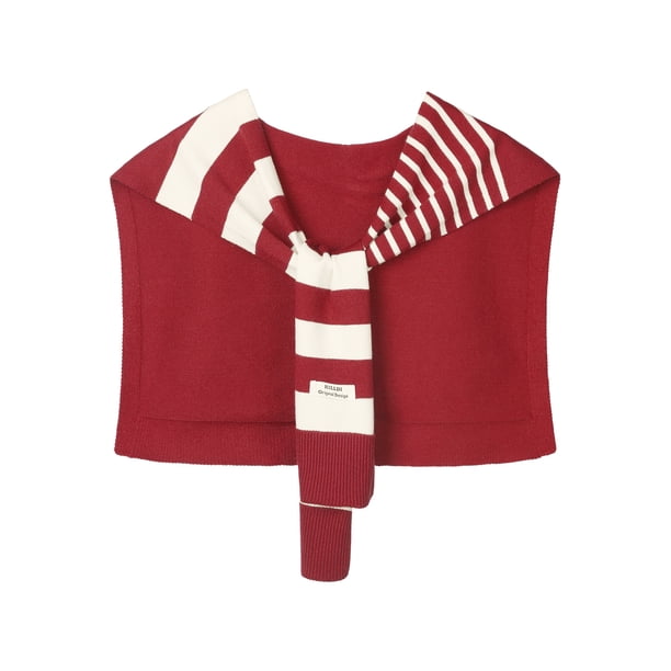 INSPIRE CHIC Suéter de Rayas para Mujer, Chal Envolvente, Tejido Anudado, Bufanda Multicolor de Moda Casual para Viaje Oficina Talla Única Vino Rojo