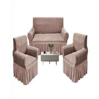 Genérico - Juego De Fundas De Sofa 3+1+1 Con Diseño En Forma De Hoja Con Velo 3-1-1 Color Café Claro